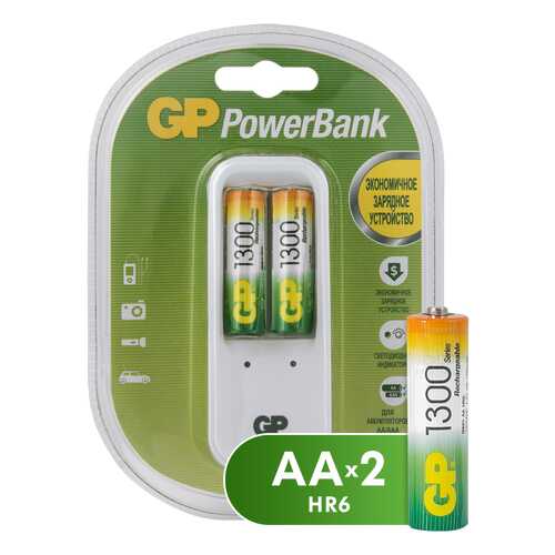 Зарядное устройство + аккумуляторы GP PB410GS130-2CR2 AA 2 шт. 1300 mAh в Норд