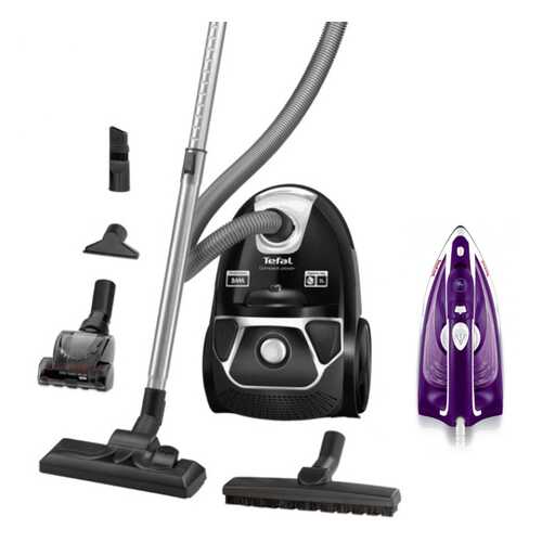 Комплект Пылесос Tefal Compact Power TW3985EA Black + Утюг Tefal FV1844E0 White/Purple в Норд